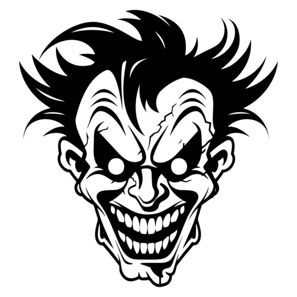 Ikone Böser Clown Schwarz Weiß Vektorillustration Eps — Stockvektor