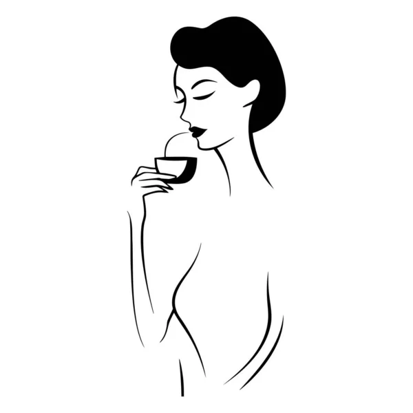 女人爱喝咖啡或茶 流行艺术图解 — 图库矢量图片