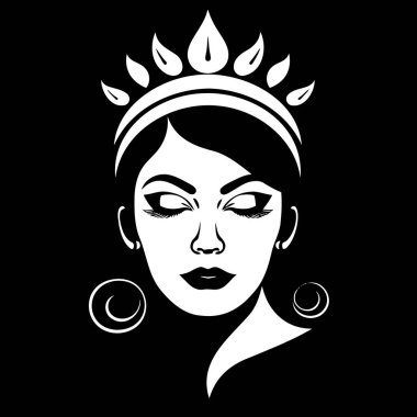 Kraliçe 'nin siyah silueti. Kraliçe tarafının geleneksel görüntüsü. EPS 10