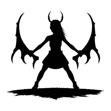 Siyah beyaz çizen dişi şeytan. EPS 10