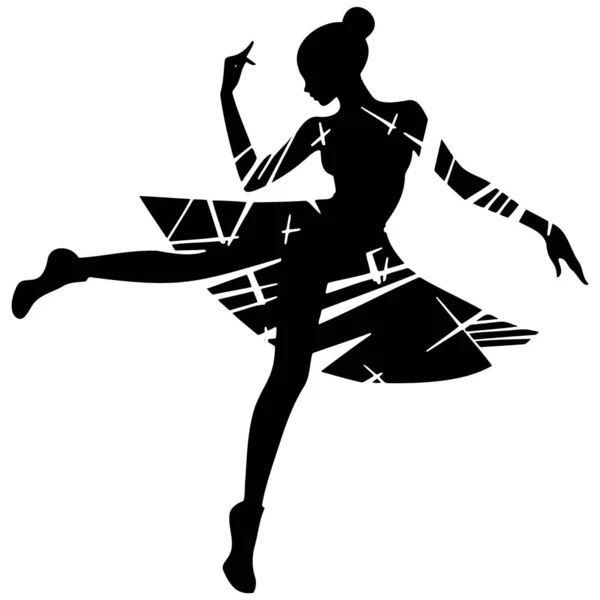 Векторный Изолированный Силуэт Танцующей Девушки Eps — стоковый вектор