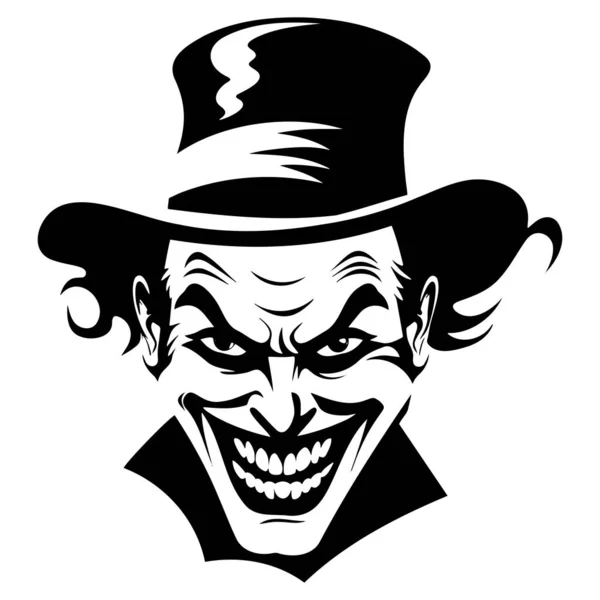 Icône Clown Maléfique Noir Blanc Illustration Vectorielle Spe — Image vectorielle