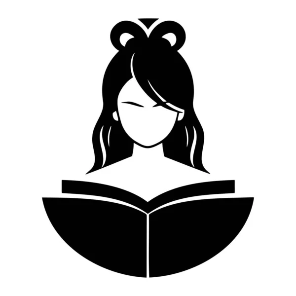 Zwart Wit Illustratie Van Een Meisje Met Koffie Een Boek — Stockvector