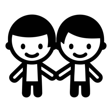 Çocuk logosu, siyah ve beyaz basit illüstrasyon.