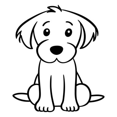 Vektör eli sevimli bir köpek çizmiş. Beyaz arkaplanda izole illüstrasyon.