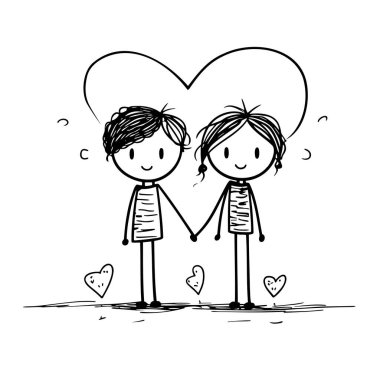 Çocuk logosu, siyah ve beyaz basit illüstrasyon.