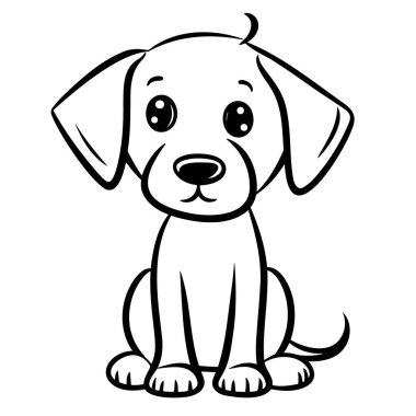 Vektör eli sevimli bir köpek çizmiş. Beyaz arkaplanda izole illüstrasyon.