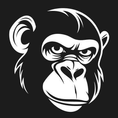 Siyah beyaz çizgili bir maymun yüzünün karikatür çizimi. Gözler büyük ve anlamlı, hayali karaktere karakter ekliyor.