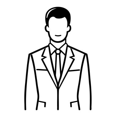 Takım elbiseli bir iş adamının profesyonel siyah beyaz silueti. Şirket ve iş temalı tasarımlar için ideal..