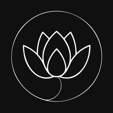 Saflığı ve huzuru temsil eden basit bir nilüfer çiçeği çizgisi çizimi.
