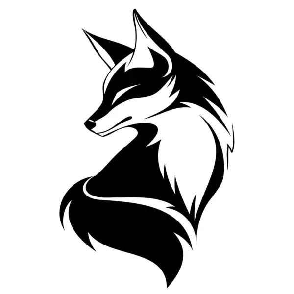 stock vector A sleek and elegant silhouette of a fox, depicted in black and white, representing grace and cunning.