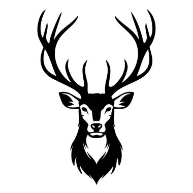 Siyah beyaz boynuzları olan görkemli bir geyik kafası. Gücü ve zarafeti simgeliyor..