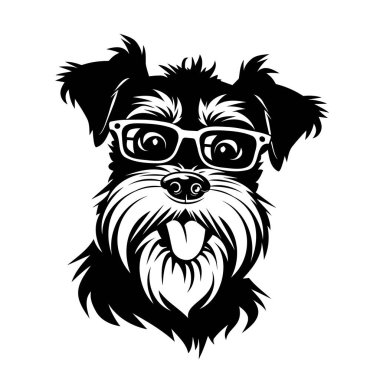 Moda tasarım ve markalaşma için mükemmel siyah beyaz bir köpek tasviri.