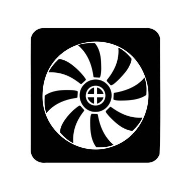 Bir bilgisayar soğutma vantilatörünün basit ve cesur bir simgesi, teknik tasarımlar veya minimalist teknoloji sembolleri gerektiren dijital projeler için mükemmel..