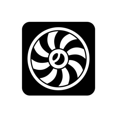 A simple, bold icon of a computer cooling fan, perfect for tech designs or digital projects that need minimalist tech symbols. clipart