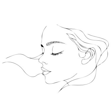 Minimalist kadın yüz çizimi.