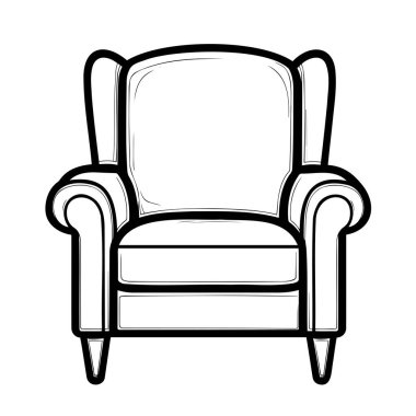 Minimalist siyah beyaz koltuk simgesi.