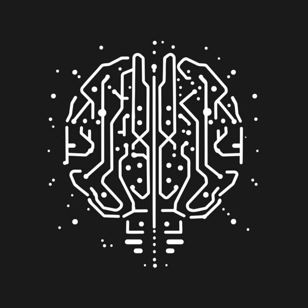 Иконка мозга в черно-белом цвете.