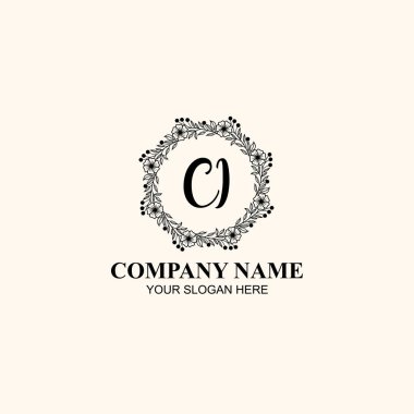 Butik ya da Kişisel Marka Logoları için CI Zarif Çiçek Monogramı