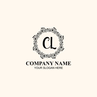Butik veya Kişisel Markalar için CL Zarif Çiçek Monogramı Logoları