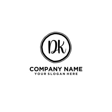 Kişisel ya da İş Markaları için Zarif El Yazısıyla DK Monogram Logo Koleksiyonu