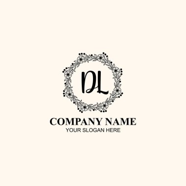 Butik ya da Kişisel Marka Logoları DL Zarif Çiçek Monogramı