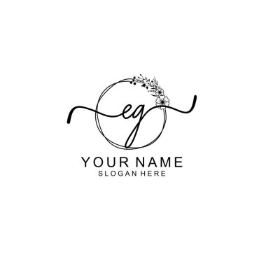 Çiçek El Yazısı Tasarımlı Zarif EG Baş Logosu