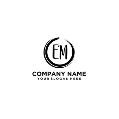 Butik veya Kişisel Markalar İçin EM Zarif Çiçek Monogramı Logoları