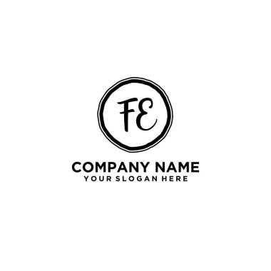 Kişisel ya da İş Markaları için Zarif El Yazması FE Monogram Logo Koleksiyonu