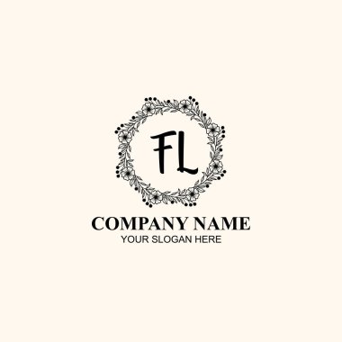 Butik veya Kişisel Markalar İçin FL Zarif Çiçek Monogramı Logoları