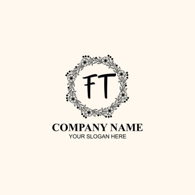 Butik veya Kişisel Markalar için FT Zarif Çiçek Monogramı Logoları