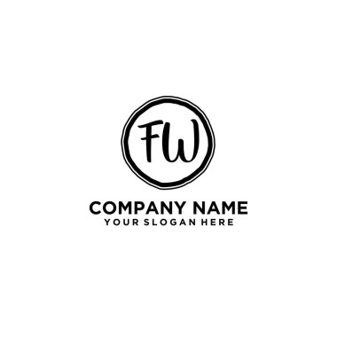 Kişisel ya da İş Markaları için Zarif El Yazısı FW Monogram Logo Koleksiyonu