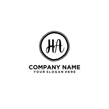Kişisel ya da İş Markaları için Zarif El Yazması HA Monogram Logo Koleksiyonu