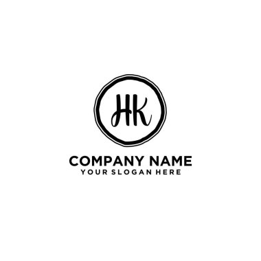 Kişisel ya da İş Markaları için Zarif El Yazısı HK Monogram Logo Koleksiyonu