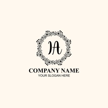 Butik veya Kişisel Markalar İçin IA Zarif Çiçek Monogramı Logoları