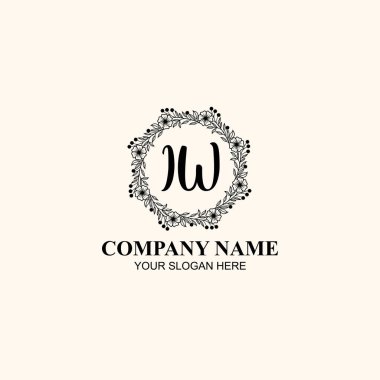 Butik veya Kişisel Markalar İçin IW Zarif Çiçek Monogramı Logoları
