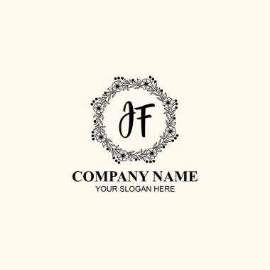 Butik veya Kişisel Markalar için JF Zarif Çiçek Monogramı Logoları