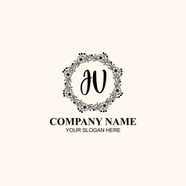 Butik veya Kişisel Markalar için JV Zarif Çiçek Monogramı Logoları