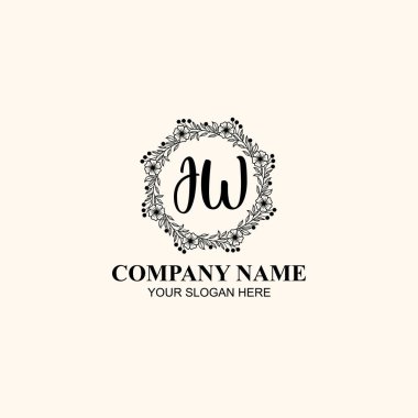 Butik veya Kişisel Markalar için JW Zarif Çiçek Monogramı Logoları