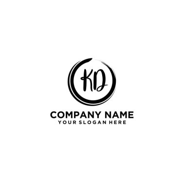 Butik veya Kişisel Markalar için KD Zarif Çiçek Monogramı Logoları