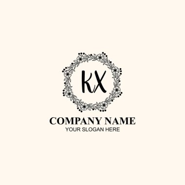 Butik veya Kişisel Markalar için KX Zarif Çiçek Monogramı Logoları