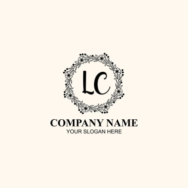 Butik veya Kişisel Markalar için LC Zarif Çiçek Monogramı Logoları