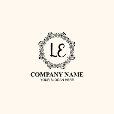 Butik veya Kişisel Markalar için LE Zarif Çiçek Monogramı Logoları