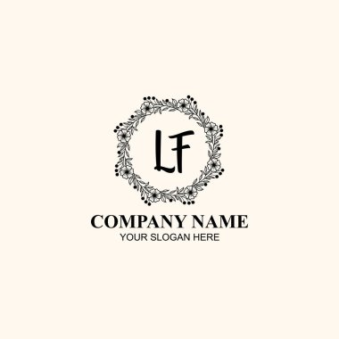 Butik veya Kişisel Markalar için LF Zarif Çiçek Monogramı Logoları