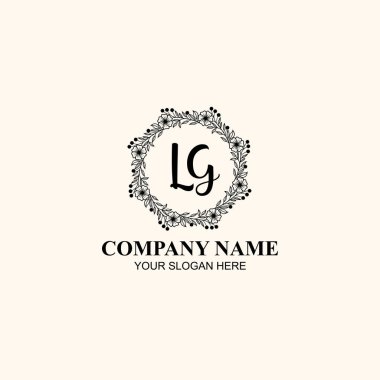 Butik veya Kişisel Markalar için LG Zarif Çiçek Monogramı Logoları