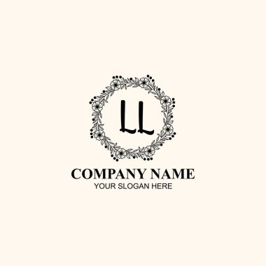 Butik veya Kişisel Markalar için LL Zarif Çiçek Monogramı Logoları