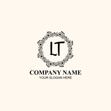 Butik veya Kişisel Markalar için LT Zarif Çiçek Monogramı Logoları