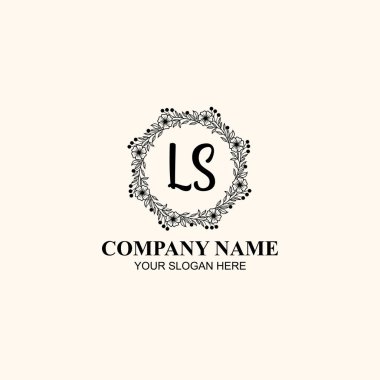 Butik veya Kişisel Markalar için LS Zarif Çiçek Monogram Logoları