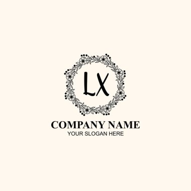Butik veya Kişisel Markalar için LX Zarif Çiçek Monogramı Logoları