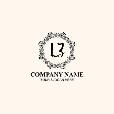 Butik veya Kişisel Markalar için LZ Zarif Çiçek Monogramı Logoları